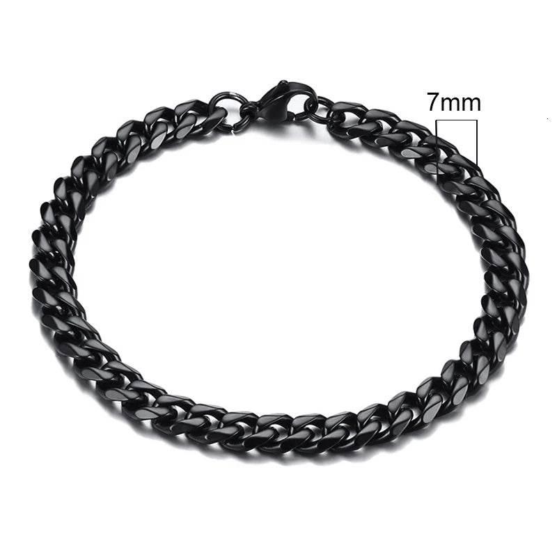 EMESA HOME 3-11mm Chunky Miami Curb Chain Bracelet – Stainless Steel Cuban Link, Classic Punk Heavy Jewelry for Men - EMESA HOME™