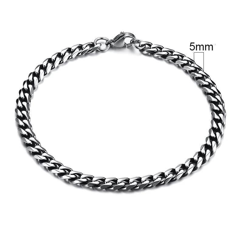 EMESA HOME 3-11mm Chunky Miami Curb Chain Bracelet – Stainless Steel Cuban Link, Classic Punk Heavy Jewelry for Men - EMESA HOME™
