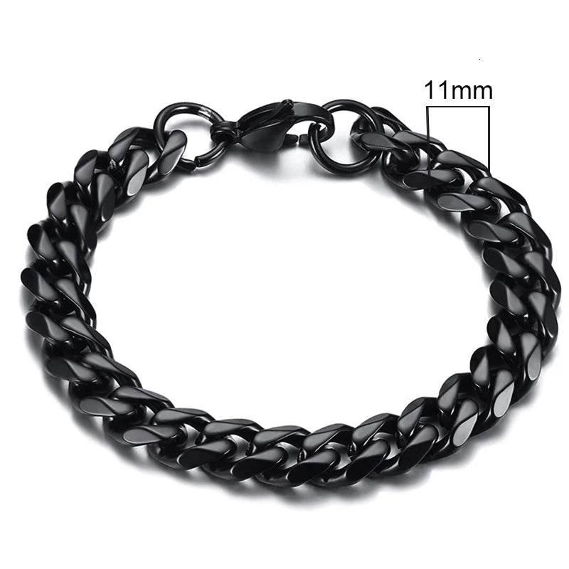 EMESA HOME 3-11mm Chunky Miami Curb Chain Bracelet – Stainless Steel Cuban Link, Classic Punk Heavy Jewelry for Men - EMESA HOME™