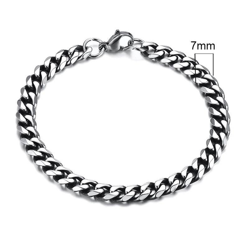 EMESA HOME 3-11mm Chunky Miami Curb Chain Bracelet – Stainless Steel Cuban Link, Classic Punk Heavy Jewelry for Men - EMESA HOME™