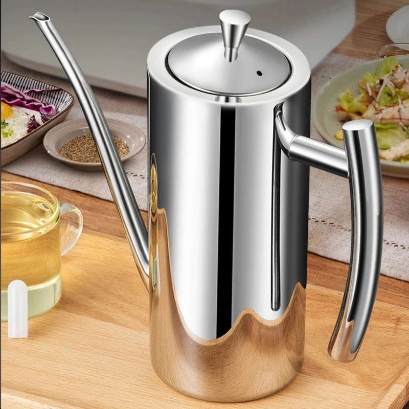 EMESA HOME 304 Stainless Steel Oil Pot Kitchen Oil Tank Sauce Vinegar Drip-Proof Dust-Proof Oil Storage Container To Store Kitchen Tools - Emesa Home