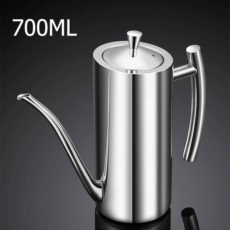 EMESA HOME 304 Stainless Steel Oil Pot Kitchen Oil Tank Sauce Vinegar Drip-Proof Dust-Proof Oil Storage Container To Store Kitchen Tools - Emesa Home