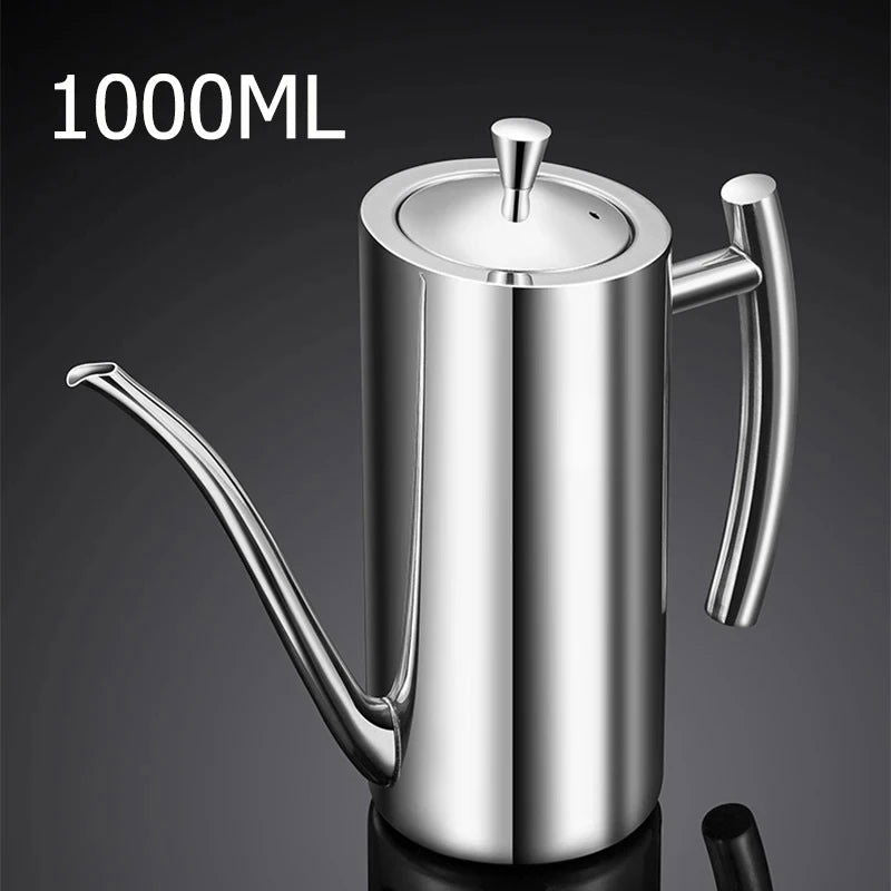 EMESA HOME 304 Stainless Steel Oil Pot Kitchen Oil Tank Sauce Vinegar Drip-Proof Dust-Proof Oil Storage Container To Store Kitchen Tools - Emesa Home