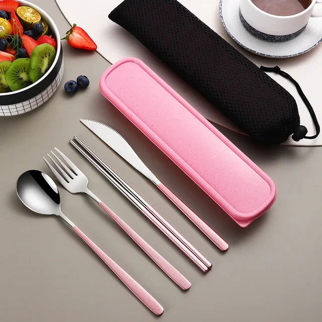 EMESA HOME 304 Tableware Set Portable Cutlery Set Dinnerware Set High-Quality Stainless Steel Knife Fork Spoon Travel Flatware With Box - Emesa Home