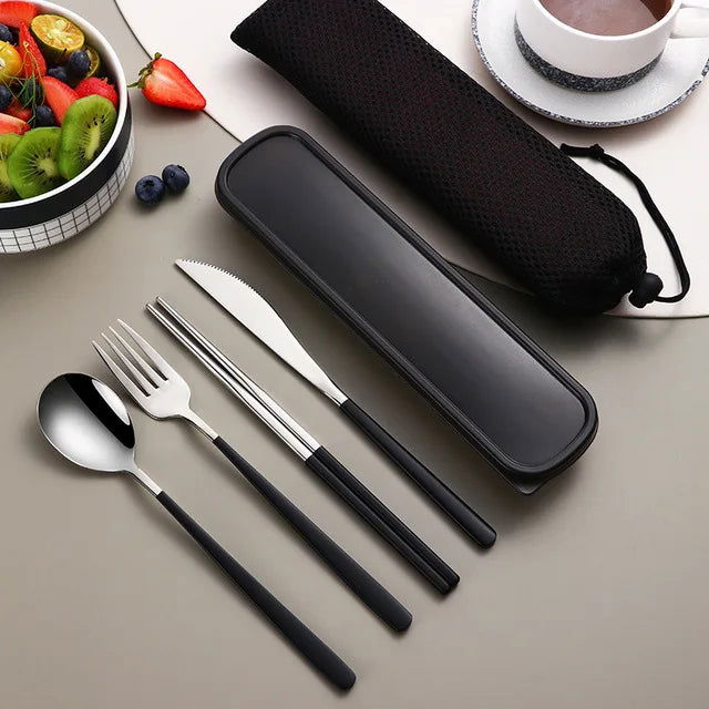 EMESA HOME 304 Tableware Set Portable Cutlery Set Dinnerware Set High-Quality Stainless Steel Knife Fork Spoon Travel Flatware With Box - Emesa Home