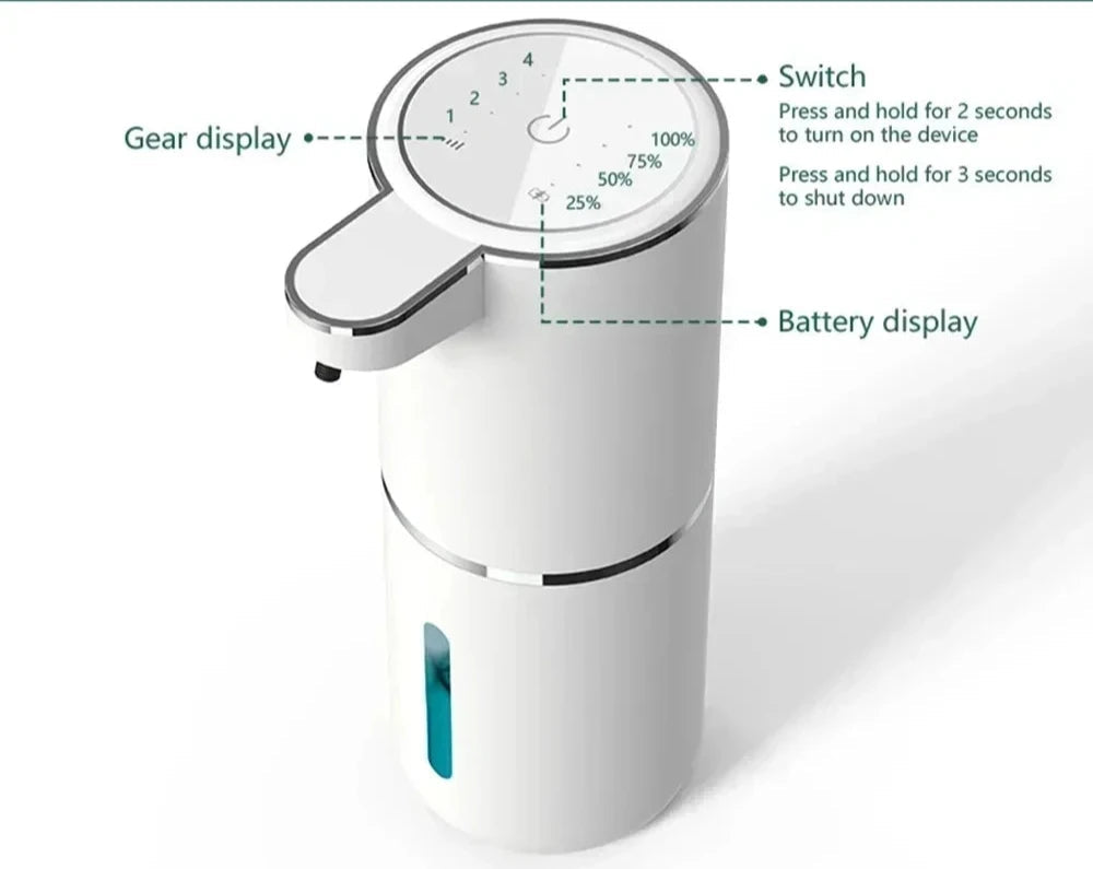 EMESA HOME 380ML Automatic Foam Soap Dispenser, USB Charging, 4-Level Adjustable Smart Hand Washing Machine - Emesa Home