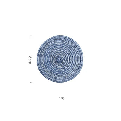 EMESA HOME 6pcs Round Table Mat Set: Woven Ramie Placemats for Anti-Slip Dining Experience - Non-Slip Tableware Bowl Pads and Kitchen Drink Cup Coasters - Emesa Home