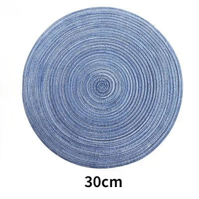 EMESA HOME 6pcs Round Table Mat Set: Woven Ramie Placemats for Anti-Slip Dining Experience - Non-Slip Tableware Bowl Pads and Kitchen Drink Cup Coasters - Emesa Home