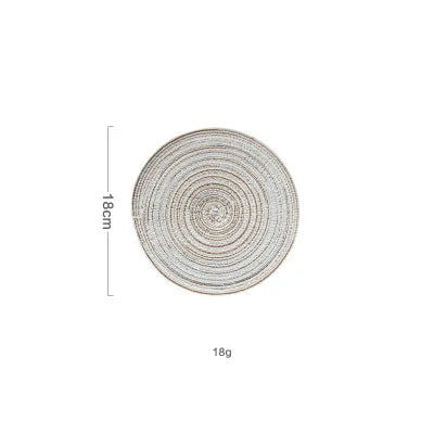 EMESA HOME 6pcs Round Table Mat Set: Woven Ramie Placemats for Anti-Slip Dining Experience - Non-Slip Tableware Bowl Pads and Kitchen Drink Cup Coasters - Emesa Home