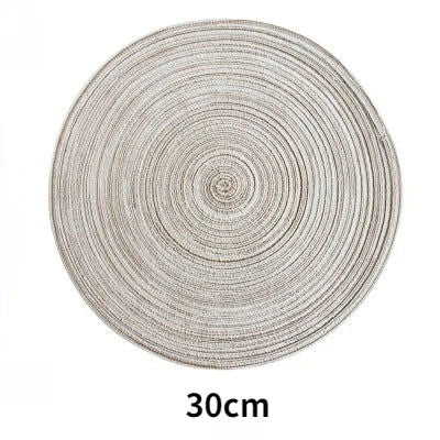 EMESA HOME 6pcs Round Table Mat Set: Woven Ramie Placemats for Anti-Slip Dining Experience - Non-Slip Tableware Bowl Pads and Kitchen Drink Cup Coasters - Emesa Home