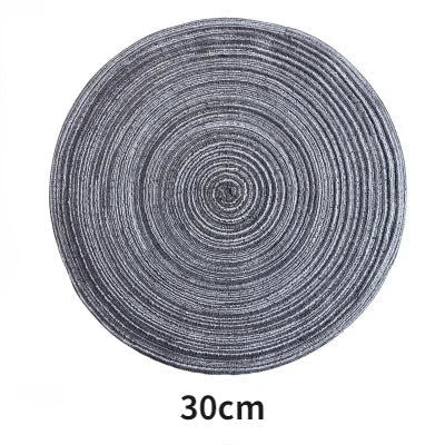 EMESA HOME 6pcs Round Table Mat Set: Woven Ramie Placemats for Anti-Slip Dining Experience - Non-Slip Tableware Bowl Pads and Kitchen Drink Cup Coasters - Emesa Home