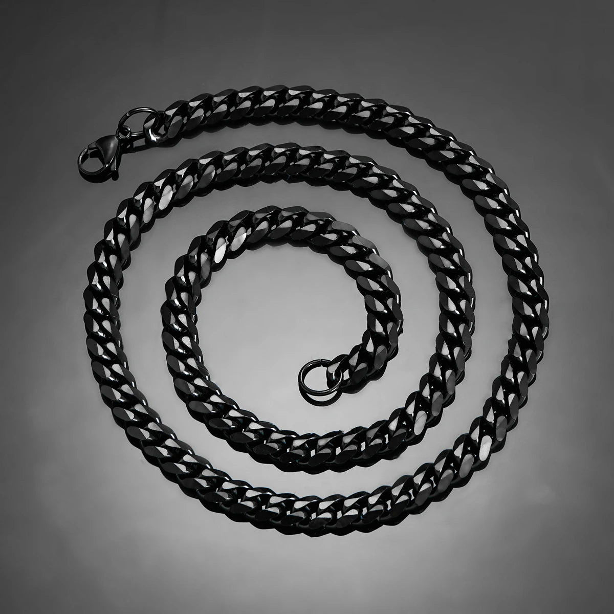 EMESA HOME  Black Color Stainless Steel Cuban Link Chains Classic Men Curb Chunky Necklace 14 to 30 Inches - Emesa Home