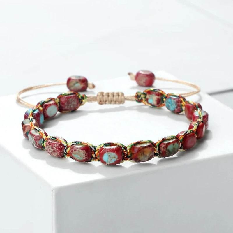 EMESA HOME Bohemian Imperial Stone Beaded Bracelet Handmade Braided Bangle Vintage Strand Jewelry - EMESA HOME™