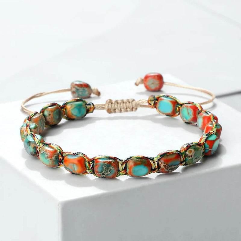 EMESA HOME Bohemian Imperial Stone Beaded Bracelet Handmade Braided Bangle Vintage Strand Jewelry - EMESA HOME™