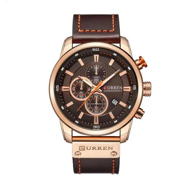 EMESA HOME (CURREN) Brand Watch is a leather sports watch for men, featuring an army military design with quartz movement and chronograph functionality - Emesa Home