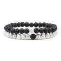 EMESA HOME Couples Lava Stone & Tiger Eye Beaded Bracelets, Elastic Rope Jewelry Set for Men & Women, Black & White Yoga Bracelets. - EMESA HOME™