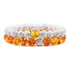 EMESA HOME Couples Lava Stone & Tiger Eye Beaded Bracelets, Elastic Rope Jewelry Set for Men & Women, Black & White Yoga Bracelets. - EMESA HOME™