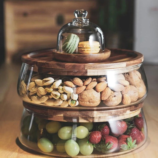 EMESA HOME Creative Glass Food Storage Container with Wooden Lid: Elegant Organizer for Kitchen Essentials - Emesa Home