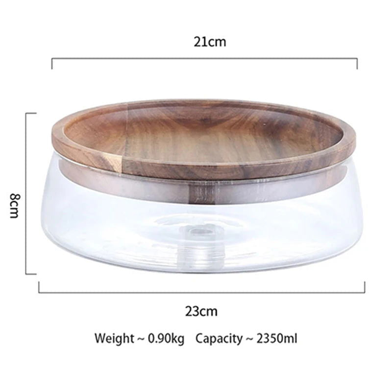 EMESA HOME Creative Glass Food Storage Container with Wooden Lid: Elegant Organizer for Kitchen Essentials - Emesa Home