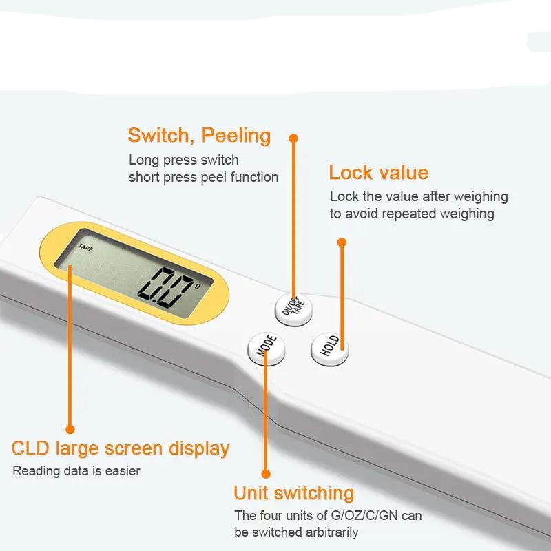 "EMESA HOME Digital Kitchen Scale Spoon: Weighing range 0.1g-500g LCD Measuring Food Spoon for Precision Cooking - Mini Kitchen Tool for Milk, Coffee, and More" - Emesa Home