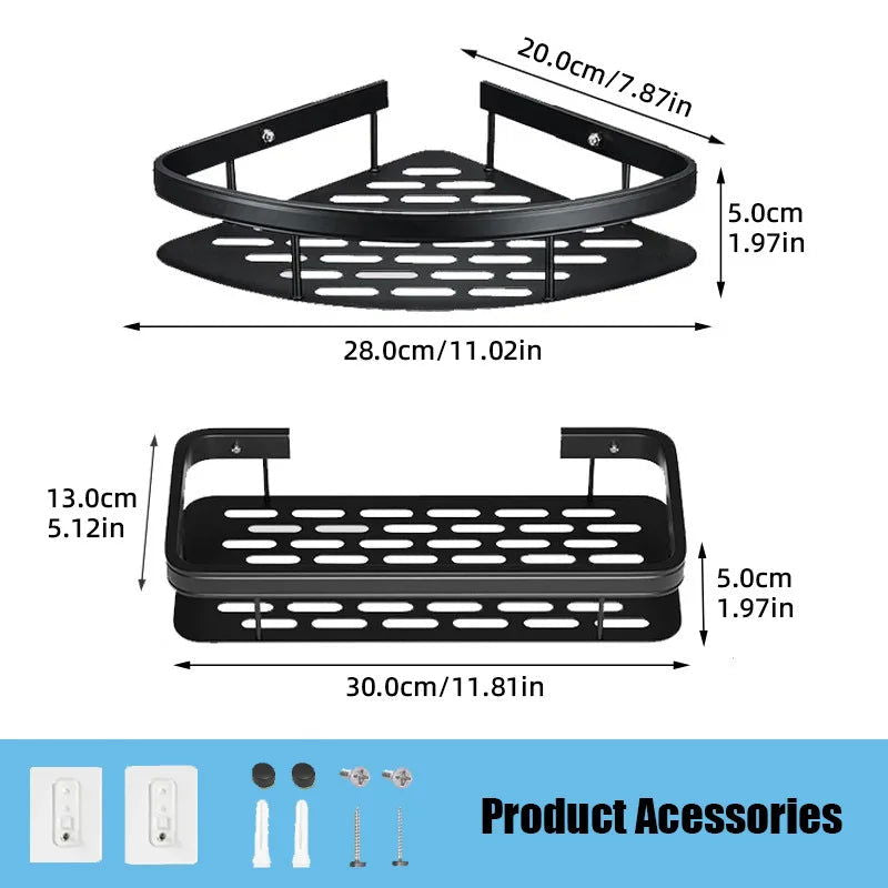 EMESA HOME Dual Tier Bathroom Shelf: Sleek Aluminum Alloy Organizer for Shower - Emesa Home