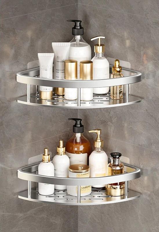 EMESA HOME Dual Tier Bathroom Shelf: Sleek Aluminum Alloy Organizer for Shower - Emesa Home