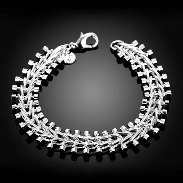 EMESA HOME Fine 925 Sterling Silver Chain Bracelet – Solid, Noble, for Women and Men, Charms Party Gift, Wedding Fashion Jewelry - Emesa Home