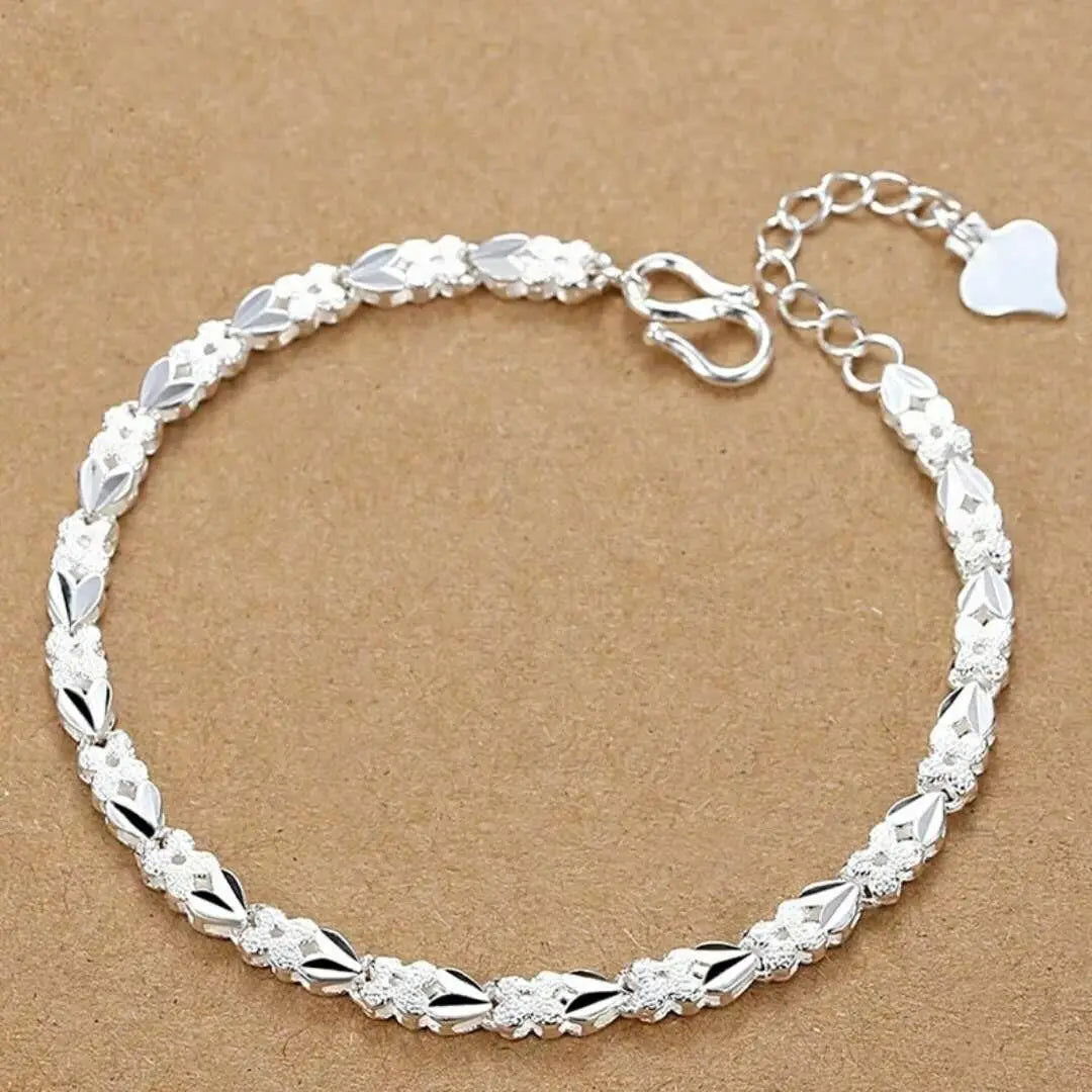 EMESA HOME Fine 925 Sterling Silver Chain Bracelet – Solid, Noble, for Women and Men, Charms Party Gift, Wedding Fashion Jewelry - Emesa Home