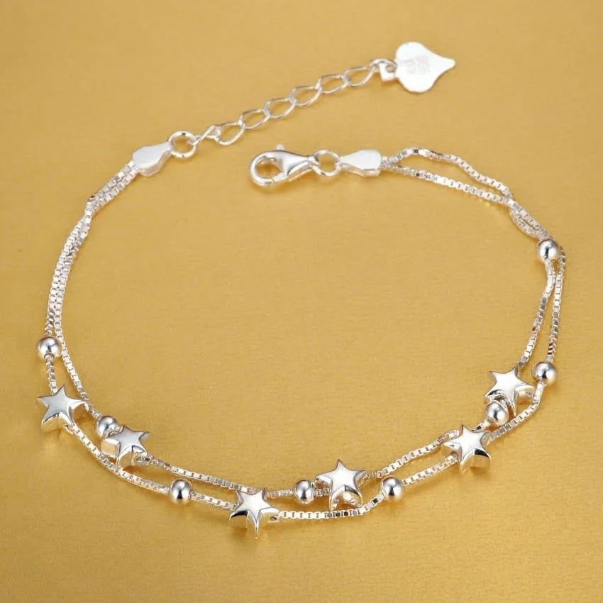 EMESA HOME Fine 925 Sterling Silver Chain Bracelet – Solid, Noble, for Women and Men, Charms Party Gift, Wedding Fashion Jewelry - Emesa Home