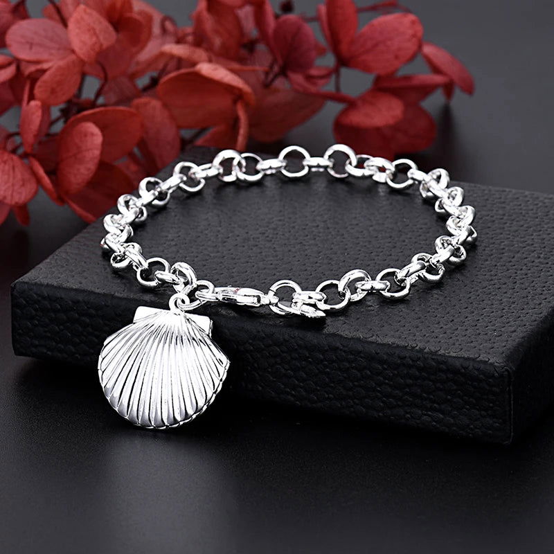 EMESA HOME Fine 925 Sterling Silver Chain Bracelet – Solid, Noble, for Women and Men, Charms Party Gift, Wedding Fashion Jewelry - Emesa Home