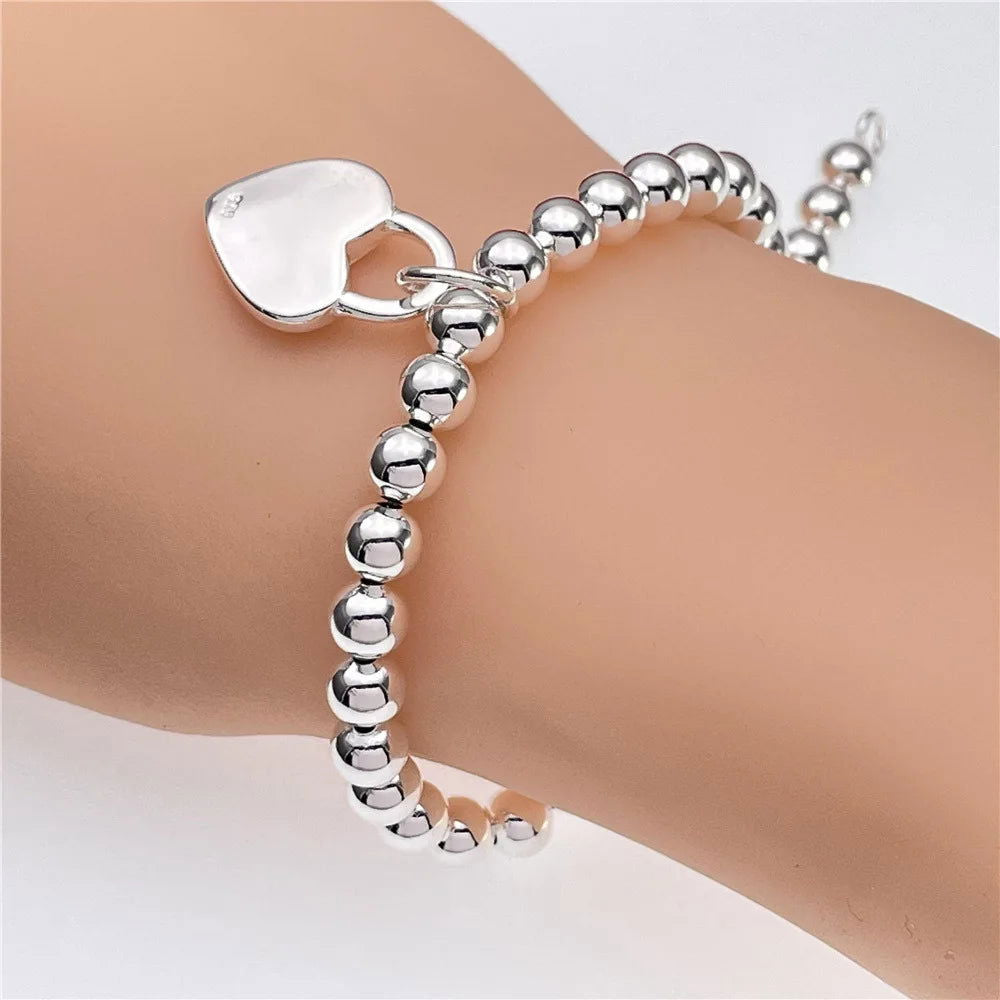 EMESA HOME Fine 925 Sterling Silver Chain Bracelet – Solid, Noble, for Women and Men, Charms Party Gift, Wedding Fashion Jewelry - Emesa Home