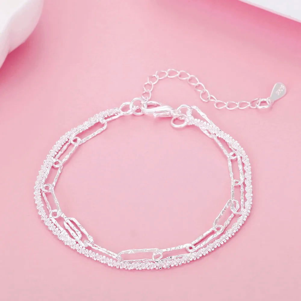 EMESA HOME Fine 925 Sterling Silver Chain Bracelet – Solid, Noble, for Women and Men, Charms Party Gift, Wedding Fashion Jewelry - Emesa Home