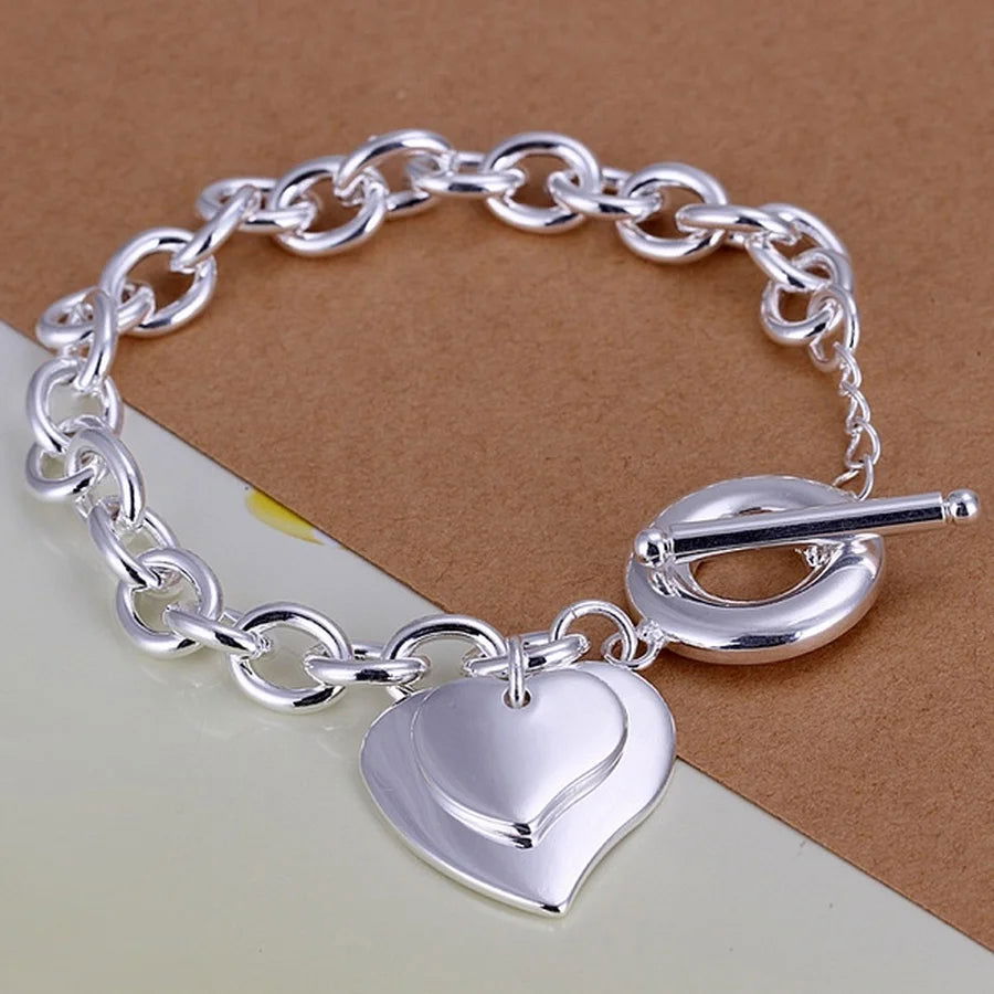 EMESA HOME Fine 925 Sterling Silver Chain Bracelet – Solid, Noble, for Women and Men, Charms Party Gift, Wedding Fashion Jewelry - Emesa Home