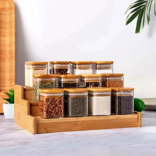 EMESA HOME Glass Spice Jars with Bamboo Lids – Stylish, Eco-Friendly Solution for Seasoning Storage