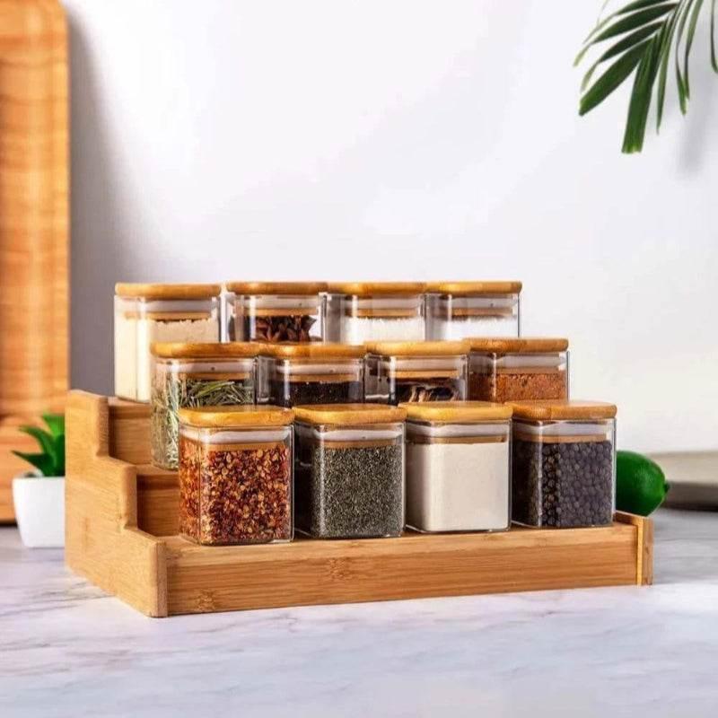 EMESA HOME Glass Spice Jars with Bamboo Lids – Stylish, Eco-Friendly Solution for Seasoning Storage - EMESA HOME™