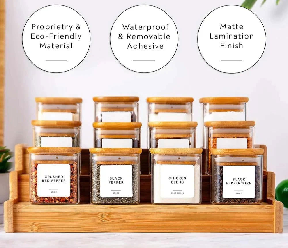 EMESA HOME Glass Spice Jars with Bamboo Lids combine style and functionality, offering an elegant, eco-friendly solution for seasoning storage. - Emesa Home