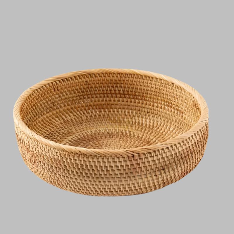 EMESA HOME Handwoven Rectangular Rattan Wicker Basket – For Fruit, Tea, Snacks, Bread, Picnic, Cosmetic Storage, Kitchen Supplies - Emesa Home