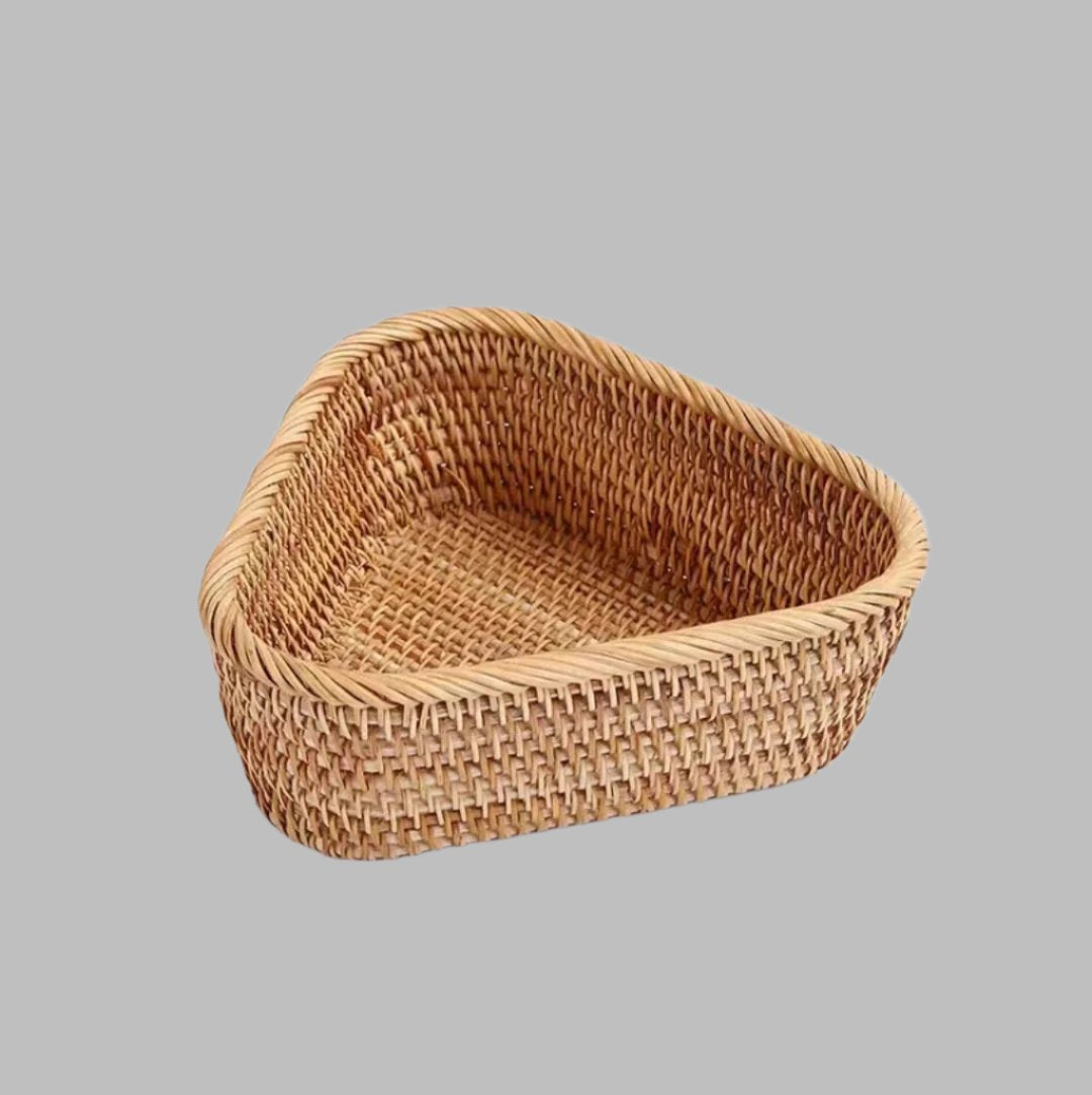 EMESA HOME Handwoven Rectangular Rattan Wicker Basket – For Fruit, Tea, Snacks, Bread, Picnic, Cosmetic Storage, Kitchen Supplies - Emesa Home