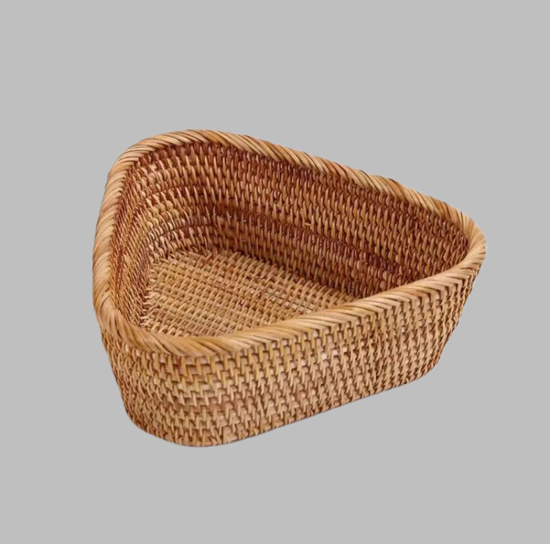 EMESA HOME Handwoven Rectangular Rattan Wicker Basket – For Fruit, Tea, Snacks, Bread, Picnic, Cosmetic Storage, Kitchen Supplies - Emesa Home