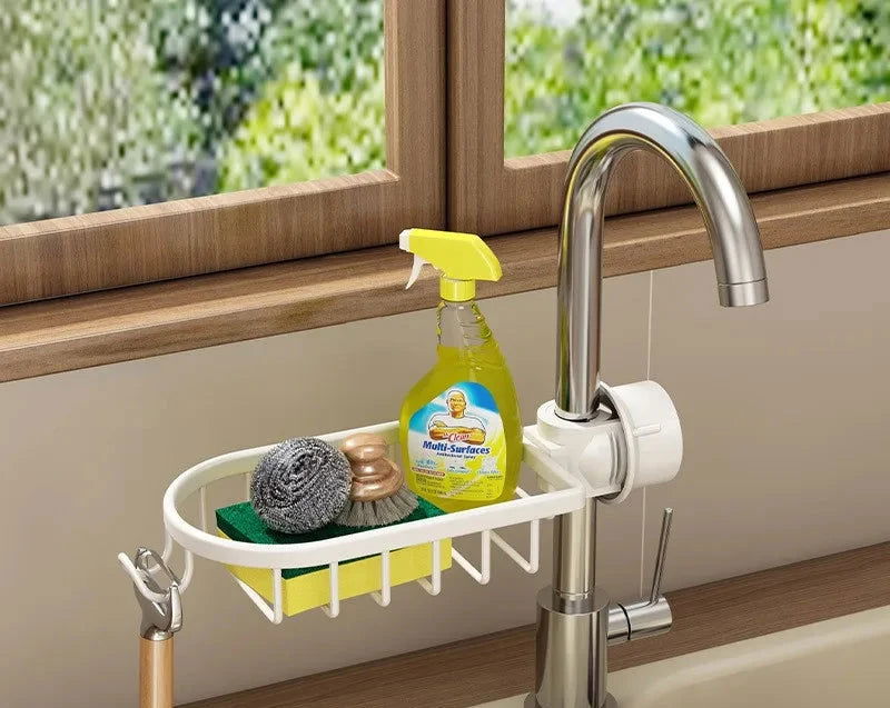 EMESA HOME Kitchen Sink Drain Rack Sponge Storage Faucet Holder Soap Space Aluminum Drainer Shelf Basket Organizer Bathroom Accessories - Emesa Home