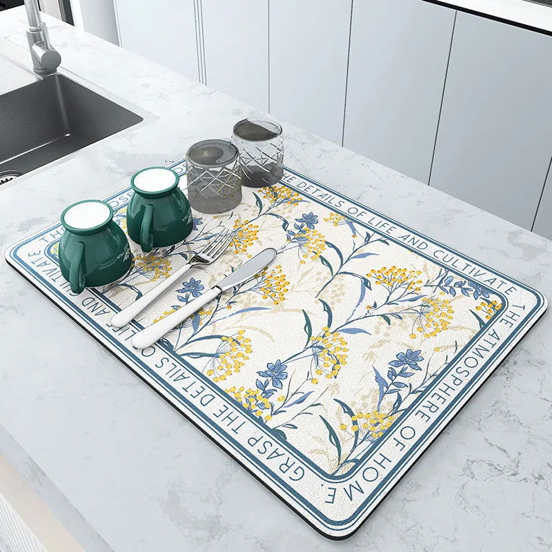 EMESA HOME Large Kitchen Super Absorbent Mat is designed to efficiently manage spills and drainage in your kitchen or bathroom - Emesa Home