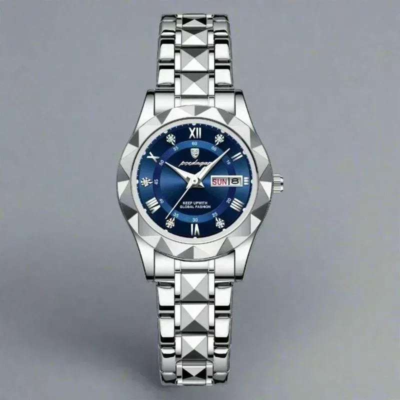 EMESA HOME Luxury Ladies Dress Watch - Luminous Waterproof Week Date Stainless Steel Quartz Wristwatch - EMESA HOME™