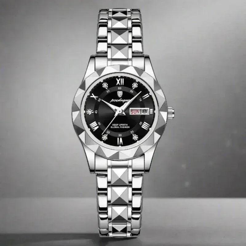 EMESA HOME Luxury Ladies Dress Watch - Luminous Waterproof Week Date Stainless Steel Quartz Wristwatch - EMESA HOME™