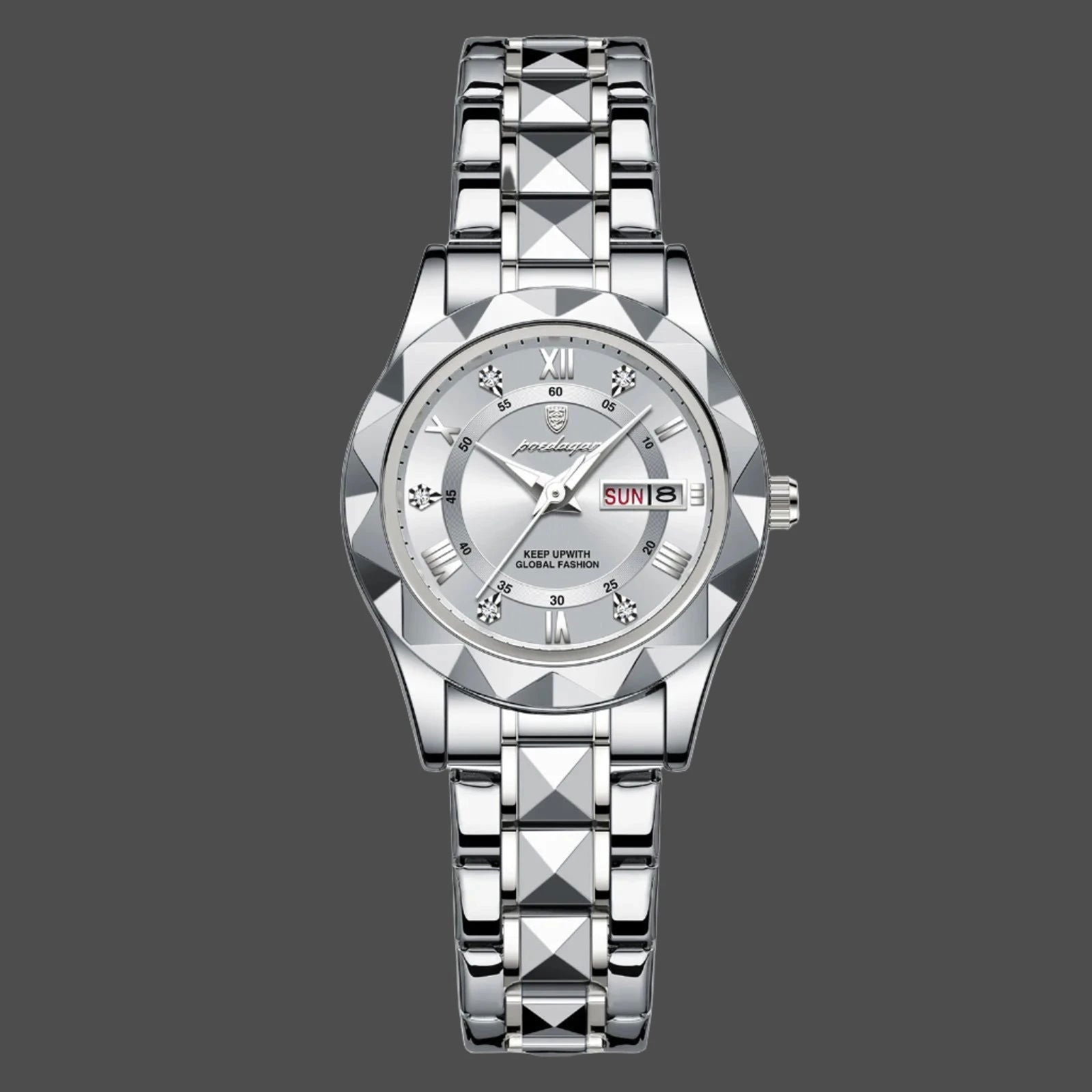 EMESA HOME Luxury Ladies Dress Watch - Luminous Waterproof Week Date Stainless Steel Quartz Wristwatch - Emesa Home