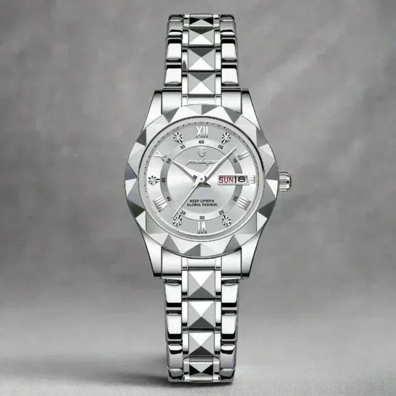 EMESA HOME Luxury Ladies Dress Watch - Luminous Waterproof Week Date Stainless Steel Quartz Wristwatch - EMESA HOME™