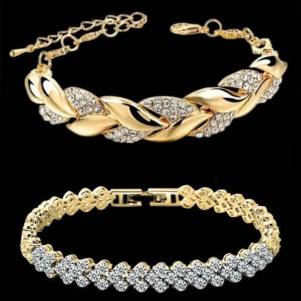 EMESA HOME Luxury Love Braided Leaf Bracelet Charm Crystal is an exquisite piece of jewelry designed for elegance and charm - Emesa Home