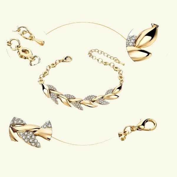 EMESA HOME Luxury Love Braided Leaf Bracelet Charm Crystal is an exquisite piece of jewelry designed for elegance and charm - Emesa Home