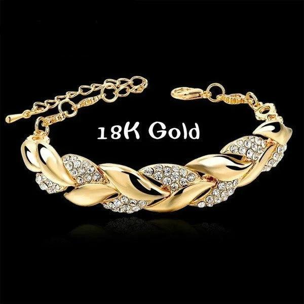 EMESA HOME Luxury Love Braided Leaf Bracelet Charm Crystal is an exquisite piece of jewelry designed for elegance and charm - Emesa Home