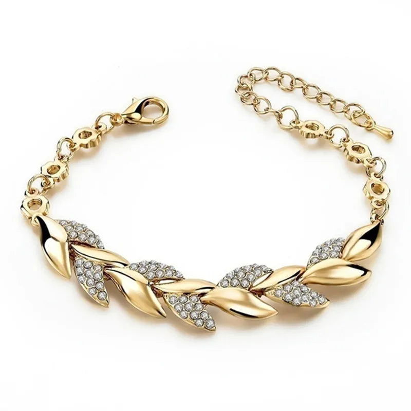 EMESA HOME Luxury Love Braided Leaf Bracelet Charm Crystal is an exquisite piece of jewelry designed for elegance and charm - Emesa Home