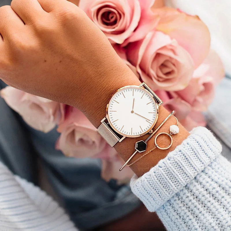 EMESA HOME Luxury Rose Gold Women's Bracelet Watch - Top Brand Ladies Casual Quartz Wristwatch - Emesa Home